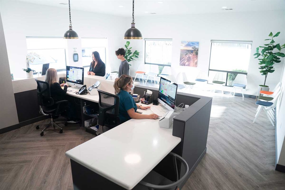 Front desk and waiting area